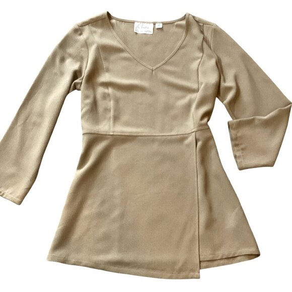 Linea Louis Dell'Olio Taupe-Brown V-Neck Tunic Top Sz XS #15D - Picture 2 of 8